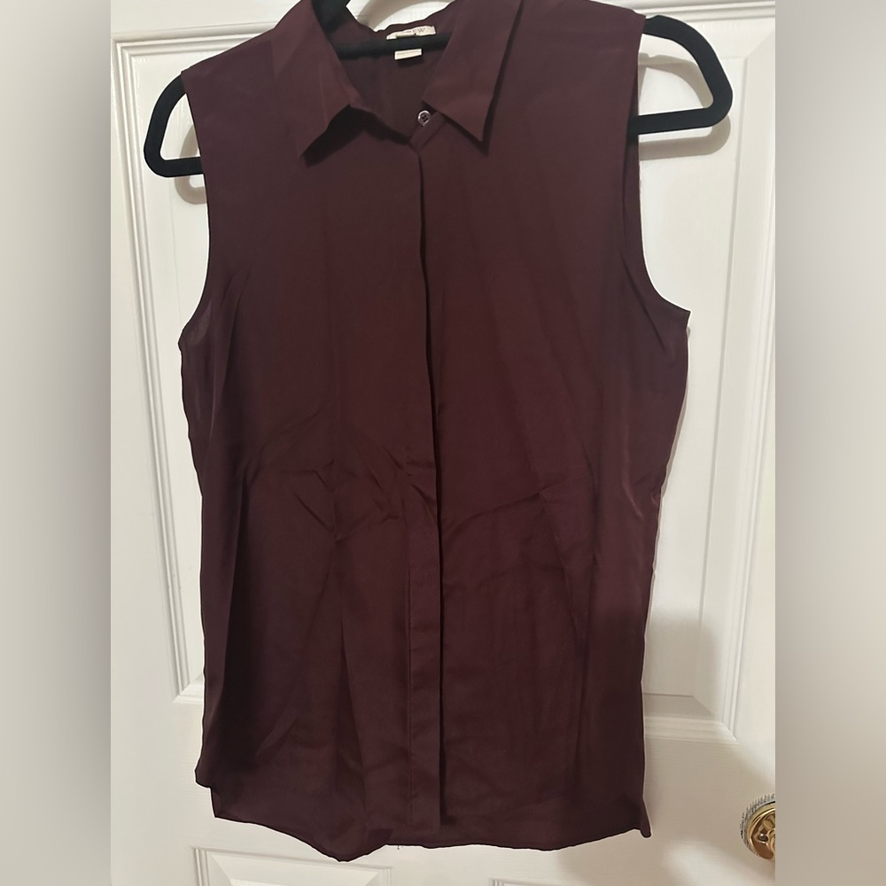 J. Crew Burgundy Sleeveless Button Down Shirt